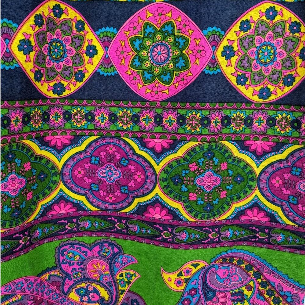 SALE! Vintage 1970s THC HAWAIIAN TEXTILES Fabric Handmade Psychedelic Maxi Skirt